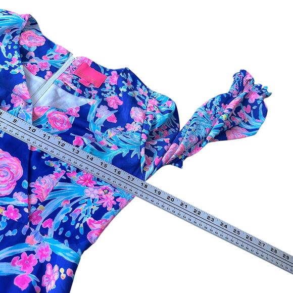 Lilly Pulitzer Rosie Stretch Dress Women’s 4 Corsica Blue Toucan Party Back Zip - Picture 9 of 11